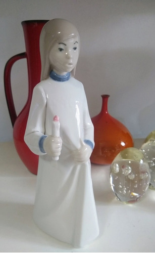 Figura Porcelana Rex Niña Con Vela En Camisón