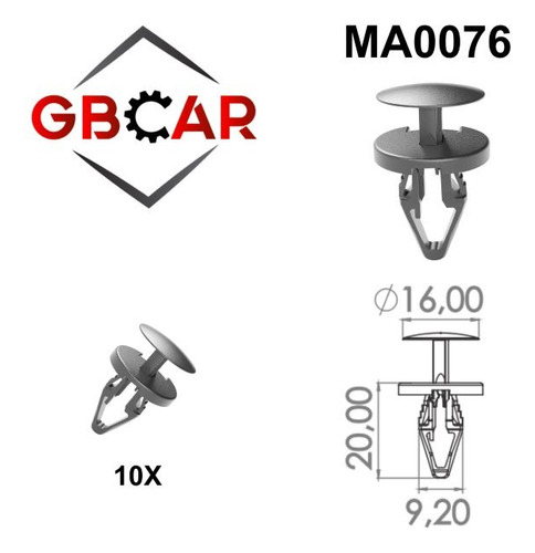 10 Grampo Carpete Porta-malas Spin (13/20) Tracker (14/20)