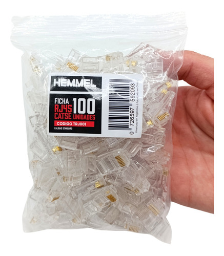 100 X Fichas Rj45 Hemmel Cat5e Calidad Estandar Red Lan Utp