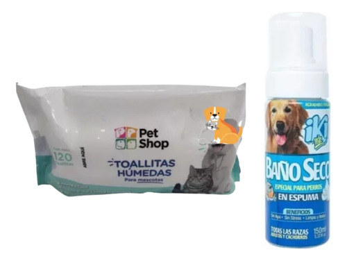 120 Pañitos Humedos Mascota Aloe Pet Shop +baño Seco Perro