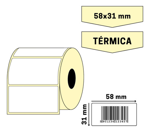 Etiquetas Térmicas 58 X 31 Mm (ancho X Alto) Rollo X 1000