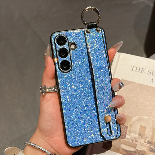 Funda De Piel Flash Diamond Con Correa De Muñeca Con Forma De Anillo Para Samsung Galaxy S25 S24 Ultra S23 S22 S21 Plus, Carcasa Dura C