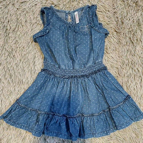 Vestido Niña En Jean Con Lunares