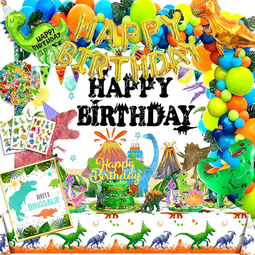 115pcs Decoraciones De Fiesta De Cumpleaños De Dinosaurio Su