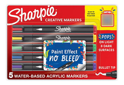 Marcadores Sharpie Creative Acrílicos Punta Bala 5 Pz