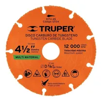 Comprar Disco De Carburo De Tungsteno 4-1\u002F2  Ferretería K37