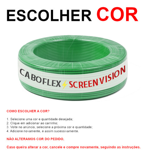 Fio 2,5mm Cabo Flexível Rolo Com 50 Metros Elétrico 750v Cor Verde Marca Screen Vision
