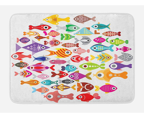 Ambesonne Fish Bath Mat, Redondeado De Diferentes Tamaños Ti