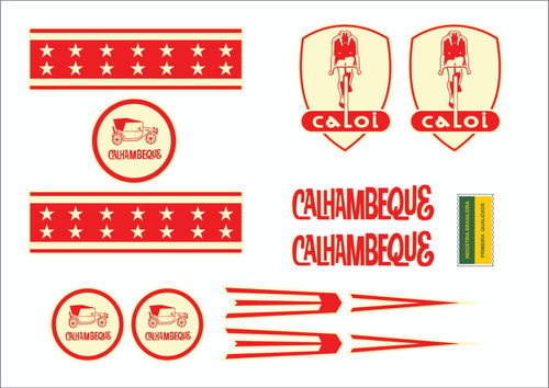 Etiquetas Antiga Bicicleta Caloi Calhambeque Vermelho