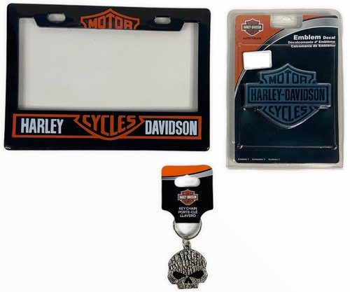Kit Harley Davidson Portaplaca Llavero Emblema Hd