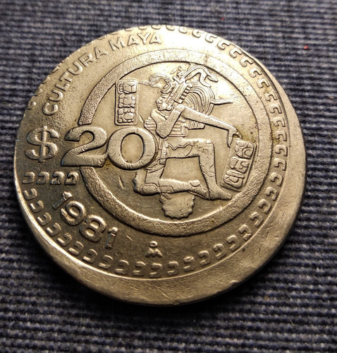 Moneda Con Error, 20 Pesos 1981, Cultura Maya.