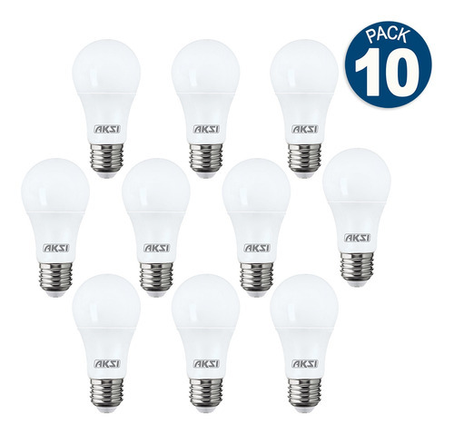 Pack De 10 Focos A19 Led Aksi 5w Luz Cálida Color de la luz Blanco cálido