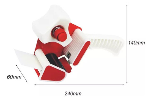 3 Dispensador Huincha Porta Cinta Adhesiva Embalaje Plastico Color Rojo