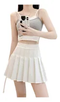 Comprar Falda Corta Tableada,falda Circular,corte A Amplia Casual