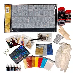 Kit Molde Silicona Letras Y Accesorios Joyería Manualidades