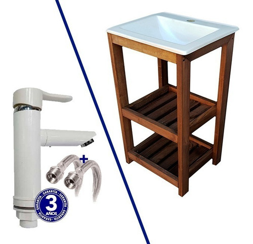Vanitory De Pino Bacha 40 X 40 X 80 Cm + Canilla Monocomando