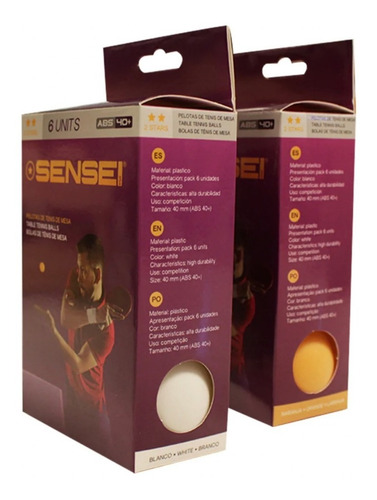 Imagen 2 de 3 de Pelotas Ping Pong Pack De 6 Unidades Sensei Dos Estrellas
