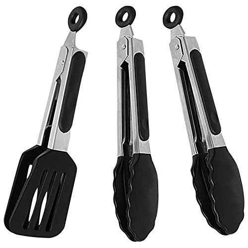 Mini Silicone Serving Tongs Set Of 3 - Non-stick Small ...