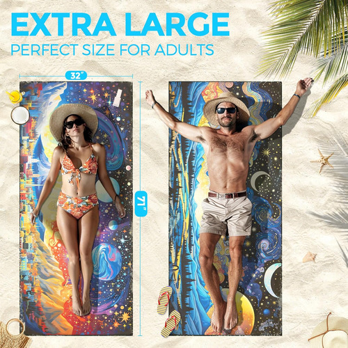 Toalla De Playa Ligeras De Microfibra 71 X 32 Pulgadas