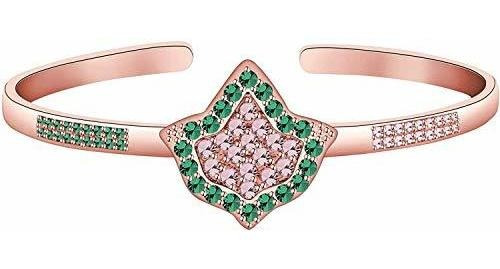 Brazalete Hoja Hiedra Rosa Y Verde Con Pedrería