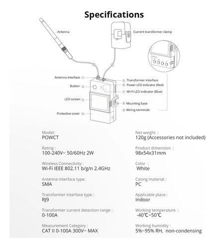 Sonoff Powct Pow Ring Interruptor Consumkw App Alexa Google