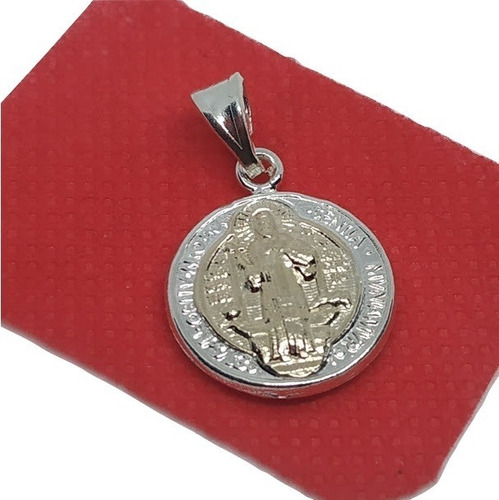 Dije Medalla San Benito Protector En Plata 925 Y Oro  00458