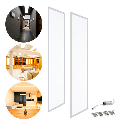Kit 2 Painel Plafon Embutir Led 32x122cm 50w Retangular