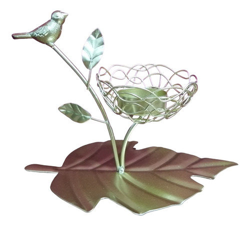 Candelabro Porta Vela Simple Figura Pajaro 15cm De Alto