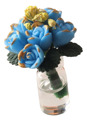 1/12 Miniatura Bonsái Planta Casa De Muñecas Azul Claro