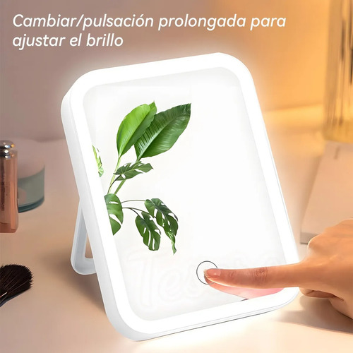 Espejo De Maquillaje Led De 3 Niveles Recargable Usb