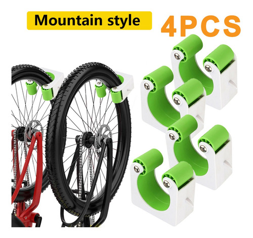 4 Ganchos De Pared Para Bicicleta De Carretera, Color Verde