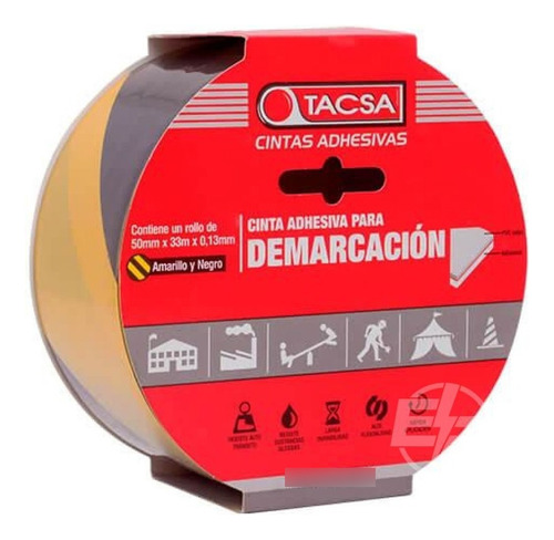 Cinta Tacsa Demarcacion Piso-pared Amarilla Negra 33m X 50mm