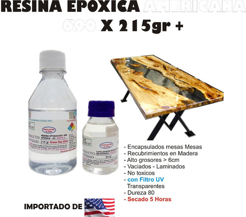 Resina Epoxica Liquida Americana 690 X215gr Lentes Filtro Uv