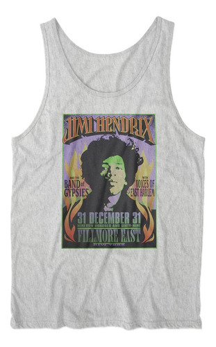 Musculosa Jimi Hendrix Afiche Concierto Diseño Gris