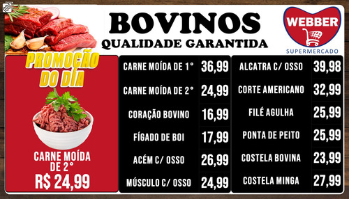 Imagem 1 de 2 de Tabela Digital Para Açougues - Totalmente Editável