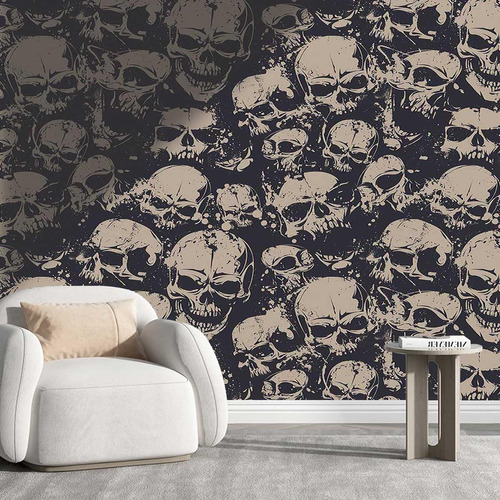 Papel Pintado Pelar Pegar Calavera Fondo Pared Decoracion An