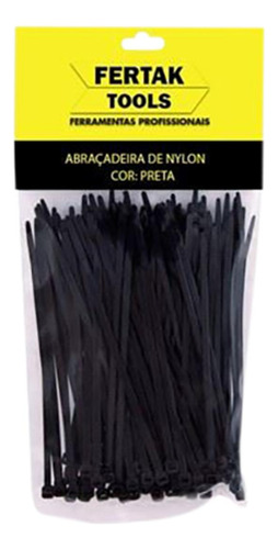 Abracadeira Nylon Fertak 7,6x300 Preto  C/50
