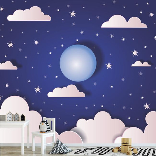 Adesivo Decorativo Infantil Estrela Céu Nuvem Lua Noite