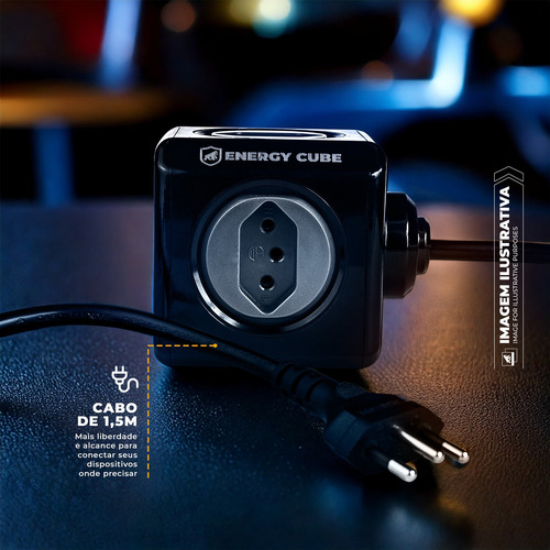 Filtro De Linha Bivolt Energy Cube Com 5 Tomadas 1,5m