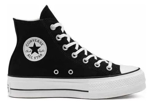 Bota Lona Compatible Converse Plataforma Negro