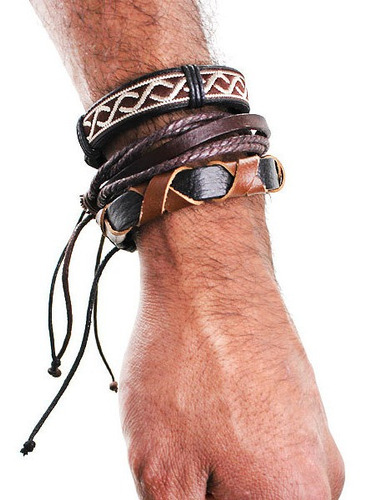 Imagen 2 de 7 de Set De 3 Pulseras Diferentes Con Dijes O Cuerda Trenzada