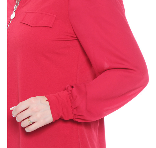 Blusa Wados Solida Scote V Con Cierre En Bolsillos