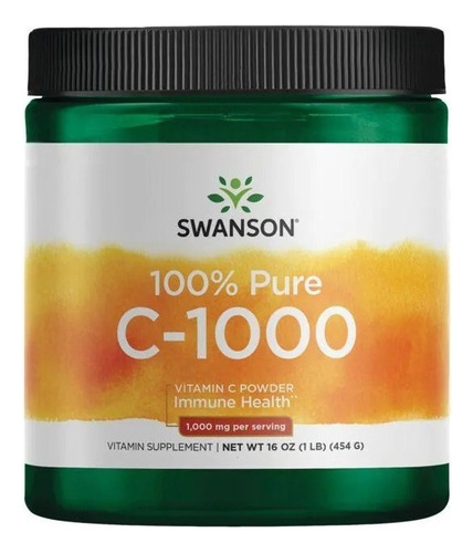 Swanson Polvo De Vitamina C 100% Pura 454g Sabor Sin Sabor