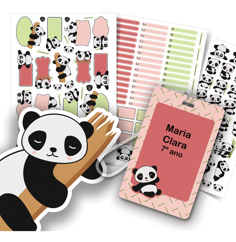 Etiquetas Escolares Panda Personalizadas Tag Mochila