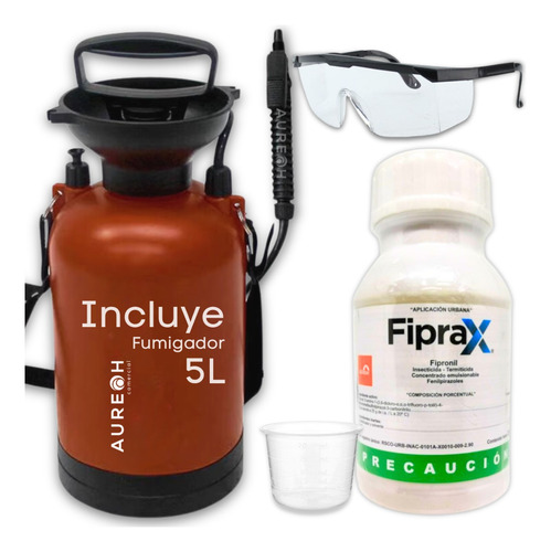 Insecticida Fiprax Bomba Fumigadora 5 Litros Gafas Seguridad