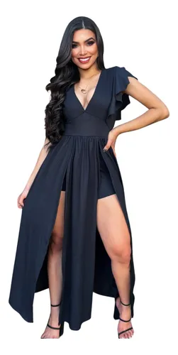 Vestido longo com store short embaixo