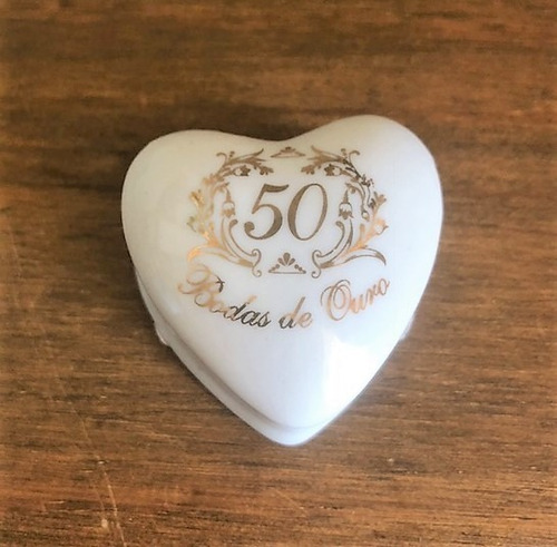 Imagem 6 de 7 de Lembrancinha 5 Porta-joias Coração Bodas De Ouro 50 Anos