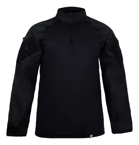 Camisa Combat Shirt Masculina Preta Airsoft Militar Rip Stop