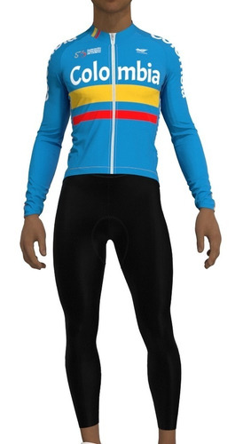 Conjunto Uniforme Ciclismo Jersey Colombia 6688 + Pant Largo