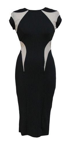 Sexy Vestido Negro Con Transparencias Moderno Elegante 6487